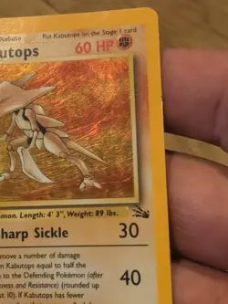 1999 POKEMON FOSSIL #9/62 KABUTOPS RARE HOLO - Image 5