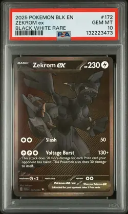 2025 POKEMON BLK EN-BLACK BOLT BLACK WHITE RARE #172 ZEKROM EX PSA 10 - Image 1