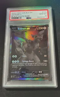 2025 POKEMON BLK EN-BLACK BOLT BLACK WHITE RARE #172 ZEKROM EX PSA 10 - Image 3
