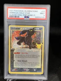 2021 POKEMON CELEBRATIONS CLASSIC COLLECTION #17 UMBREON-GOLD STAR PSA 9 - Image 1
