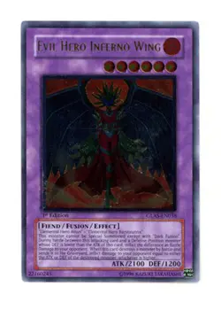 Yugioh! LP Evil Hero Inferno Wing - GLAS-EN038 - Ultimate Rare - 1st Edition Lig - Image 1