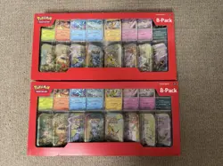 Pokemon Prismatic Evolutions 8 Mini-Tins with Promo Cards Costco 2-Pack IN HAND - Image 1