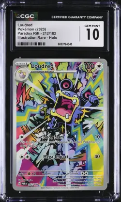 2023 POKEMON PARADOX RIFT LOUDRED ILLUSTRATION RARE 212/182 CGC 10 GEM MINT - Image 1