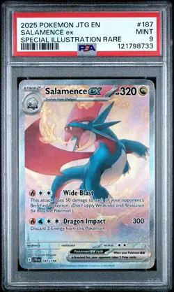 2025 POKEMON JOURNEY TOGETHER SPECIAL ILLUSTRATION RARE #187 SALAMENCE EX PSA 9 - Image 1