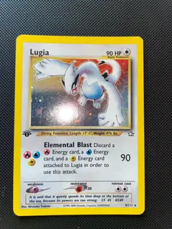 POKEMON LUGIA #9 NEO GENESIS 1ST EDITION - HOLO ENGLISH + PIKA GREY FELT BUNDLE - Image 1