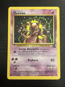 1999 Pokemon TCG Mewtwo #14 Vintage Black Star Promo - Image 1