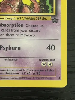 1999 Pokemon TCG Mewtwo #14 Vintage Black Star Promo - Image 5