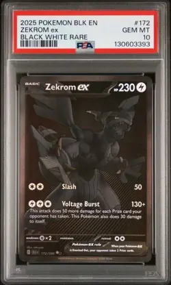 Pokemon Zekrom ex Black Bolt Black White Rare #172 - PSA 10 Gem Mint - Image 1