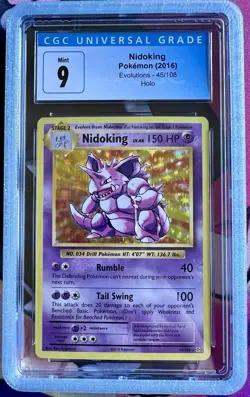 2016 Nidoking Holo Pokemon XY Evolutions 20th Anniversary CGC 9 MINT - Image 1
