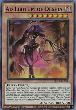 Yugioh! Ad Libitum of Despia - BODE-EN011 - Super Rare - 1st Edition Near Mint, - Image 1