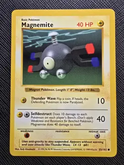 Shadowless Magnemite 53/102 - LP - 1999 WotC Base Set Pokemon Card - Image 1