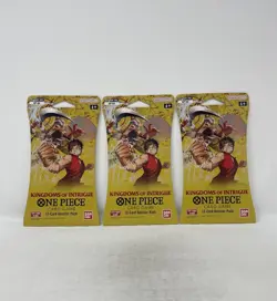 One Piece TCG Kingdoms Of Intrigue 12-Card Booster Pack Lot of 3!!! - Image 1