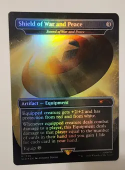 Mtg Secret Lair Shield Of War And Peace Borderless NM Rainbow Foil - Image 1