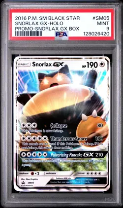2016 POKEMON SM BLACK STAR PROMO SNORLAX GX BOX #SM05 SNORLAX GX-HOLO PSA 9 - Image 1
