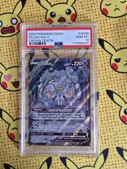 2023 POKEMON SWORD & SHIELD CROWN ZENITH #GG48 FULL ART/ZACIAN V PSA 10 - Image 1