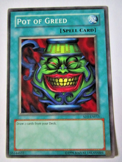 Yugioh! Pot Of Greed Sd1-En015 Unlimited Common Moderate Play!! - Image 1