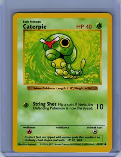 Pokemon Base Set (Shadowless) #045/102 Caterpie Near Mint or Better - Image 1