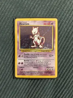 Pokemon TCG Base Set Mewtwo Holo Card 10/102 Vintage Rare MP/HP Unlimited 1999 - Image 1