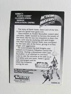 1994 KENNER STAR WARS ACTION MASTERS DARTH VADER NM-MT CARD - Image 2