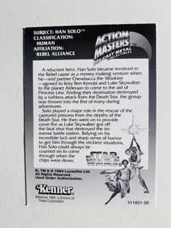 1994 KENNER STAR WARS ACTION MASTERS HAN SOLO NM-MT CARD - Image 2