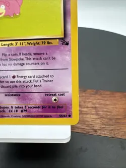 Vintage Slowpoke 55/62 Fossil Regular TCG Pokemon Card LP - Image 3