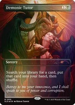 NM MTG RAINBOW FOIL DEMONIC TUTOR - SECRET LAIR ARTIST SERIES KIERAN YANNER - Image 1