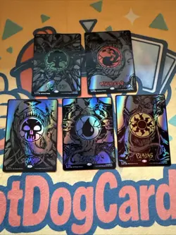 MTG Secret Lair x Marvel Spider-Man Mana Symbiote Raised Foil, 1 of Each Land - Image 1