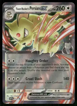 Team Rocket's Persian ex - 218 Promo Holo NM Pokemon SV: Scarlet & Violet Promo - Image 1