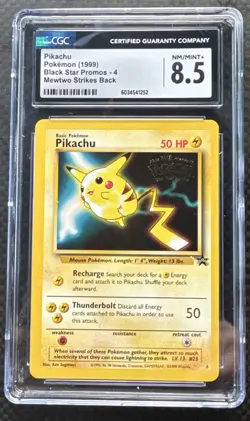 Pikachu 1999 Pokemon Black Star Promos - 4 Mewtwo Strikes Back CGC 8.5 Stamped - Image 1