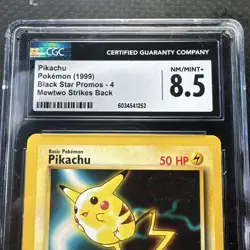 Pikachu 1999 Pokemon Black Star Promos - 4 Mewtwo Strikes Back CGC 8.5 Stamped - Image 4