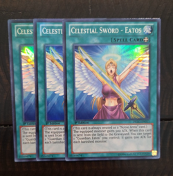 Yugioh Guardian Eatos + Celestial Sword x3 Set Ultra Super Rare LC03 DRLG NM - Image 3