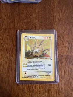 Pokemon TCG Raichu Fossil Holo Card 14/62 Unlimited Holo Rare - Image 1