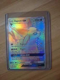 2017 Pokemon TCG Sun & Moon Espeon GX Rainbow Secret Rare Card 152/149 - Image 1