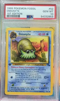 1999 POKEMON FOSSIL OMANYTE 52 1ST EDITION PSA 10 - Image 1