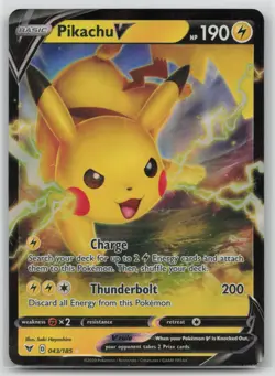 Pokemon Card Pikachu V Ultra Rare SWSH04: Vivid Voltage 043/185 NM - Image 1