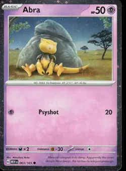 Abra 063/165 Cosmos Holo Pokemon Scarlet & Violet 151 NM - Image 1