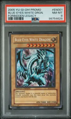 2005 YU-GI-OH! PROMO FL1 EN001 BLUE-EYES WHITE DRAGON FORBIDDEN LEGACY PSA 8 - Image 1