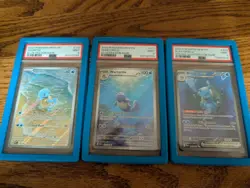 151 EVOLUTION LINE SET Blastoise Ex #200, Squirtle #170, & Wartortle #171 PSA 9 - Image 1