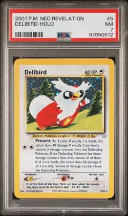 2001 POKEMON NEO REVELATION #5 DELIBIRD-HOLO PSA 7 - Image 1