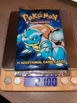 Heavy 21.0g 1999 Pokemon Sealed Base Set Booster Pack Blastoise Art - Image 1