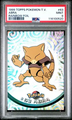 1999 TOPPS POKEMON TV RAINBOW FOIL #63 ABRA PSA 9 - Image 1