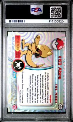1999 TOPPS POKEMON TV RAINBOW FOIL #63 ABRA PSA 9 - Image 2