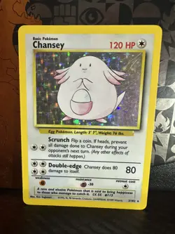 1999 Pokemon Base Set Unlimited - Chansey Holo Rare 3/102 MP - Image 1