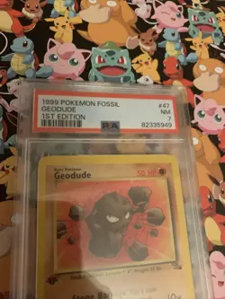 PSA 7 Near Mint 1999 Pokemon Fossil Geodude 1st Edition TCG #47 Game Card retro - Image 2