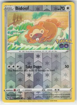 Bidoof (Peelable Ditto) Reverse Holo #059/078 Pokemon GO English Card NM - Image 1