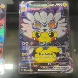 Pokemon x Digimon Greymon And Garurumon Pikachu Vcos Full Art Custom Cards - Image 3