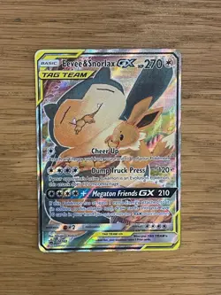 Eevee & Snorlax GX SM169 Tag Team Black Star Promo Card Pokemon (HP) - Image 1