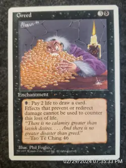 Greed 4th Edition NM Black Rare MAGIC THE GATHERING MTG CARD (DS3D1E2) - Image 1