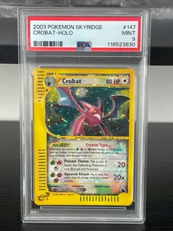 PSA 9 MINT Crystal Crobat HOLO 147/144 Skyridge 2003 Pokemon Card - Image 1