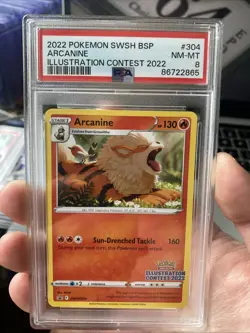 Arcanine (Illustration Contest 2022) SWSH304 SWSH: Sword & Shield Cards psa 8 - Image 1